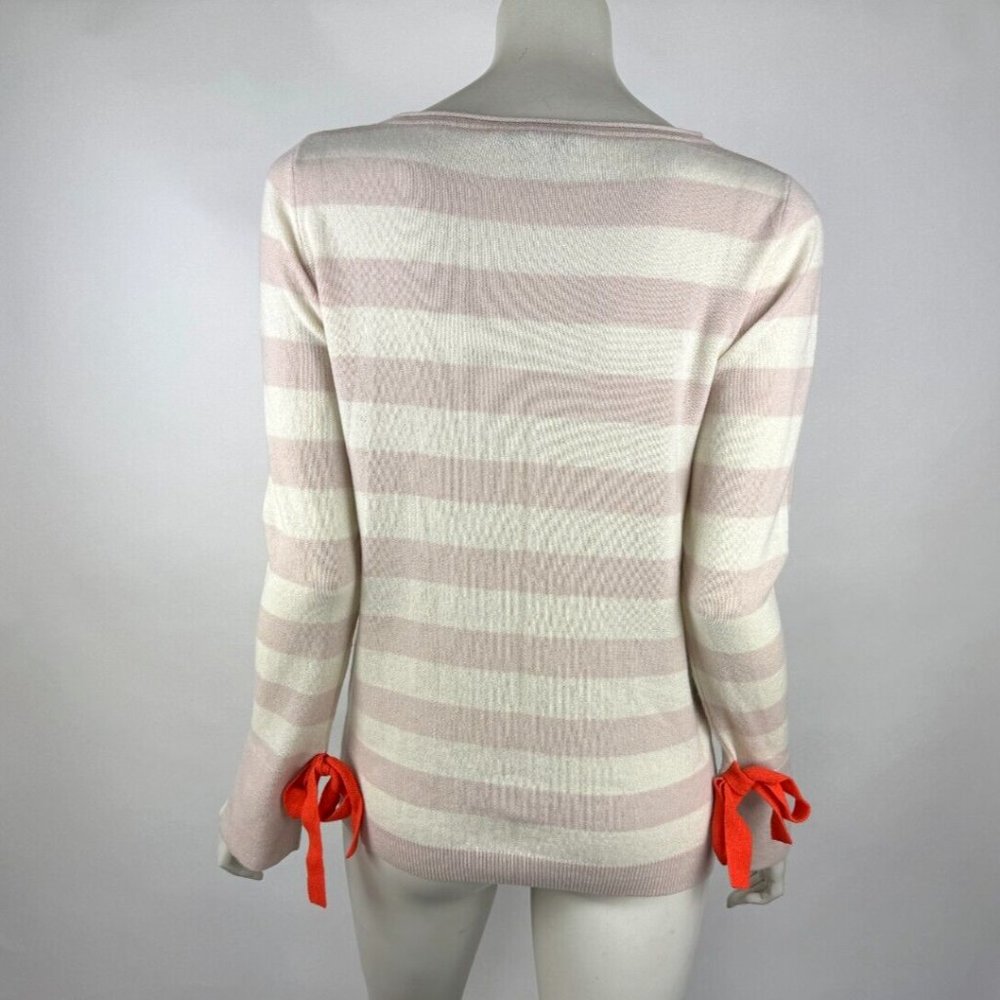 autumn cashmere Striped Pullover Sweater Women S EUC Lightweight Tie Long Sleeve